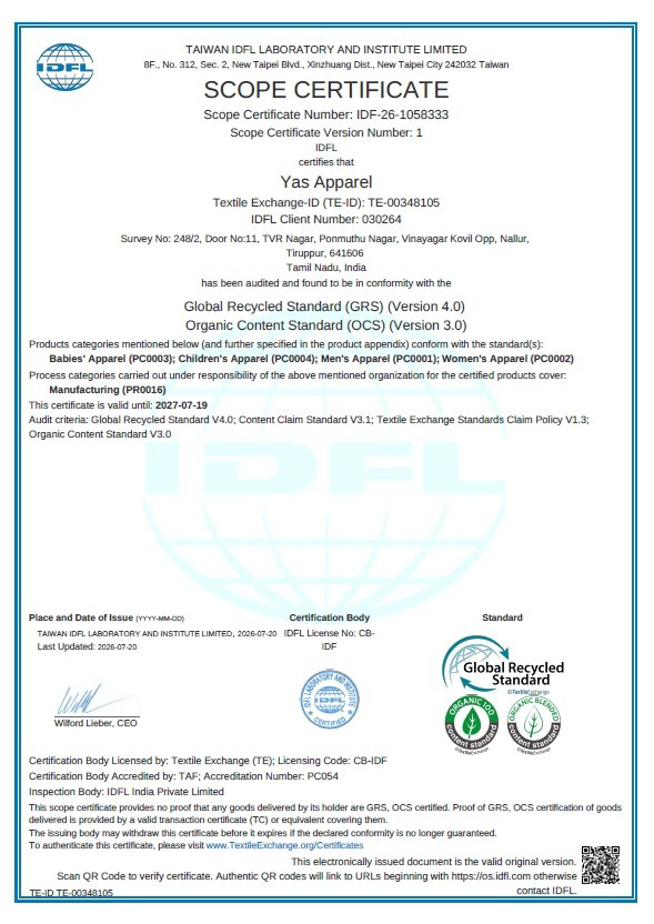 GLOBAL RECYCLED STANDARD Certificate